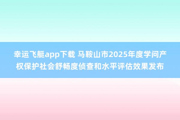 幸运飞艇app下载 马鞍山市2025年度学问产权保护社会舒畅度侦查和水平评估效果发布