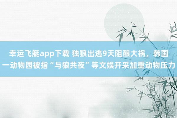 幸运飞艇app下载 独狼出逃9天阻酿大祸，韩国一动物园被指“与狼共夜”等文娱开采加重动物压力
