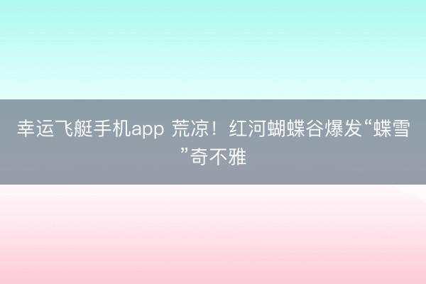 幸运飞艇手机app 荒凉！红河蝴蝶谷爆发“蝶雪”奇不雅